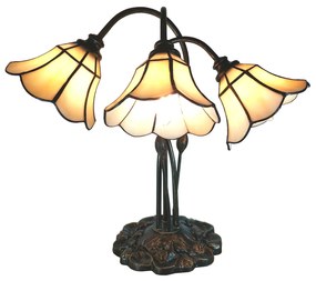 Tiffany asztali lámpa bézs 3 ágú