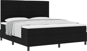 vidaXL Boxrugós ágy matracmal fejtámlával Fekete 180 x 200 cm szövet
