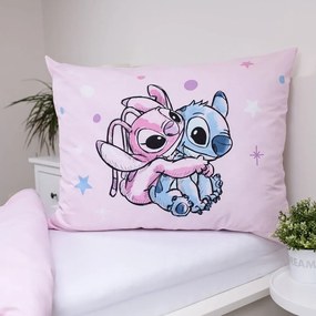 Rózsaszín egyszemélyes pamut gyerek ágyneműhuzat 140x200 cm Lilo a Stitch "Universe" – Jerry Fabrics