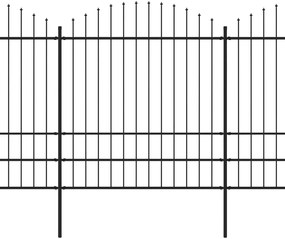 vidaXL fekete lándzsahegy tetejű acélkerítés (1,75-2) x 5,1 m