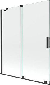 Mexen Velar kétszárnyú tolózuhanyfal 140 x 150 cm, átlátszó, fekete - 896-140-000-01-70