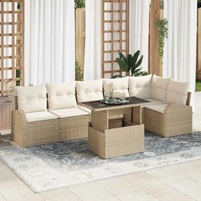 Kerti Kanapé Szett 7 pcs bézs és krémszínű 100 x 55 x 73 cm