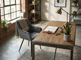 Szürke LOREN VELVET étkezőfotel fekete lábakkal