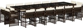 vidaXL 17 részes barna polyrattan kerti étkezőgarnitúra párnákkal