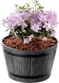 Virágtartó Kaspó Kerek Virágtartó 30CM Sötétszürke Műanyag Külső