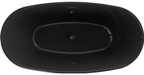 Mexen Eris, szabadon álló kád 170 x 80 cm, fekete, fekete túlfolyó, 53441708070-70