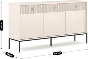 Komód 154 cm széles, bordázott fronttal kasmír színben – MARCOS