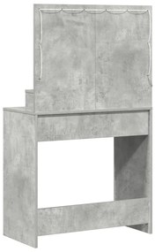 Sminktükör LED Fénnyel Beton Szürke 79x41x135 cm