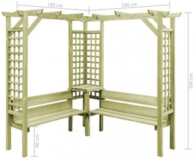 impregnált fenyőfa sarokpergola paddal