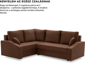 Grande Plus sarokkanapé, baloldali, szövet anyag, barna