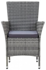 7-részes szürke polyrattan kültéri étkezőgarnitúra párnákkal