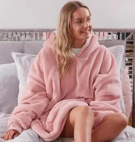 VERK Ujjakkal és kapucnival ellátott takaró - Huggle Hoodie - rózsaszín