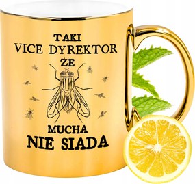 Arany csillogó bögre az igazgatóhelyettesnek ajándék fényképes nyomtatással