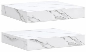 vidaXL Falpolc tárolóval 2 pcs Fehér márvány 23 x 23,5 x 4 cm Faanyag