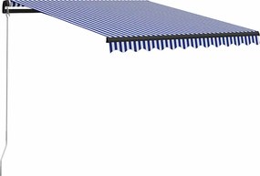 Kék és fehér kézzel kihúzható napellenző 350 x 250 cm