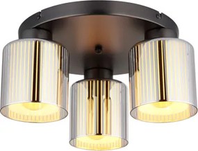 Globo 16056-3D Mennyezeti lámpa, fém fekete-króm, krómozott üveg, fehér üveg, ø: 345mm, M: 175mm, 3x E27 60W 230V izzók nélkül