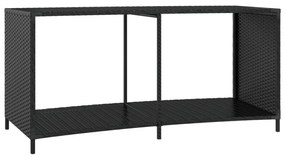 2 db fekete polyrattan tárolópolc