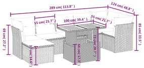 8-részes szürke polyrattan kerti ülőgarnitúra párnákkal