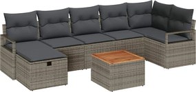 vidaXL Kerti Kanapé Szett párnával tárolóval 8 pcs Szürke polirattan
