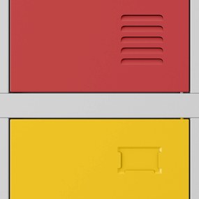 Iskolai szekrény szürke-többszínű: 6 rekeszes IGOREK, 900 x 1500 x 450 mm