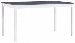 Fehér és szürke fenyőfa étkezőasztal 140 x 70 x 73 cm