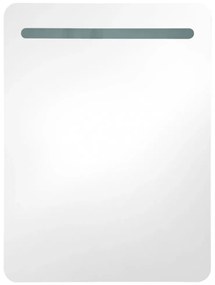 betonszürke LED-es tükrös fürdőszobaszekrény 60 x 11 x 80 cm