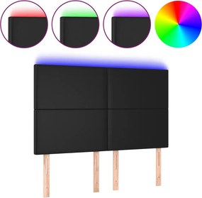 vidaXL fekete műbőr LED-es fejtámla 144x5x118/128 cm