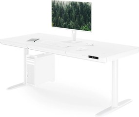 Elektromos ülő-álló íróasztal fiókkal és Qi vezeték nélküli töltővel fehér, 1600 mm: ELLIS