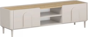 Amilio fiókos lábas TV szekrény 170 cm - kasmír / olajozott tölgy / kasmír fogantyúk