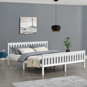 [en.casa] Fa ágykeret Breda ágyráccsal 180x200 cm fehér