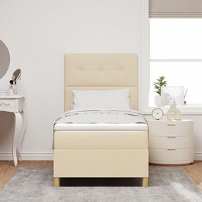 Box Spring Ágy Matraccal Krém Egyszemélyes Szövet