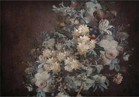 Fotótapéta virágok fehér sötét elegáns vintage stílus +ragasztó ingyen