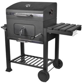 PRAKTIKER DELUXE FASZENES BBQ GRILL 2 KERÉKKEL SÖTÉTSZÜRKE