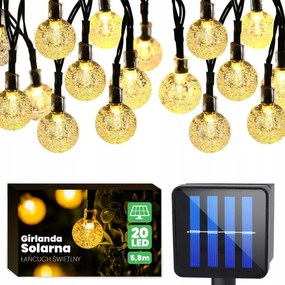 Napelemes girland Kerti Lámpák Díszes Fénylánc Golyók 20x Led