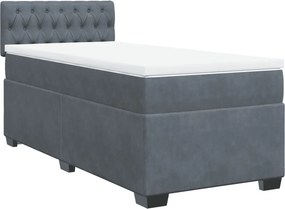 vidaXL sötétszürke bársony rugós ágy matraccal 90x190 cm