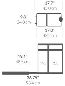 Műanyag szemetes 35 l Dual - simplehuman