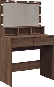 vidaXL barna tölgy színű fésülködőasztal LED-del 80 x 41 x 134,5 cm