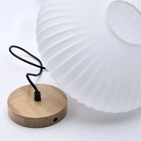 Csillár zsinóron HARMONY 1xE27/15W/230V átm. 30 cm fehér/tölgy