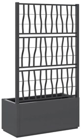 Sötétszürke PP rácsos kerti ültetőláda 80 x 36 x 140 cm