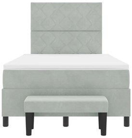 Box Spring Ágy Matraccal és Padot Világosszürke 120x190 cm Bársony
