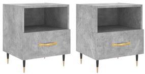 2 db betonszürke szerelt fa éjjeliszekrény 40 x 35 x 47,5 cm