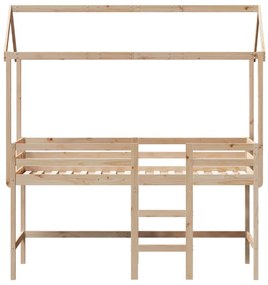tömör fenyőfa galériaágy létrával és tetővel 80 x 200 cm