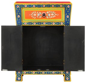 kézzel festett tömör mangófa kisszekrény ajtókkal 53x30x74 cm