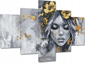 Vászonkép 100x70 Nő Absztrakt Arany Virág