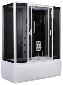 Emilia 85x170 cm hidromasszázs kádkabin elektronikával Black