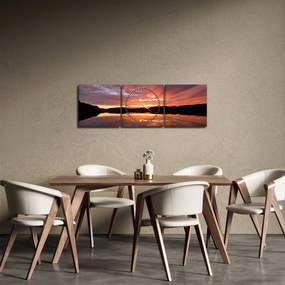 Kép - Naplemente a tó felett (órával) (90x30 cm)
