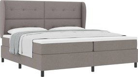 vidaXL Boxrugós ágy matracmal fejtámlával Tópszínű 200 x 200 cm szövet