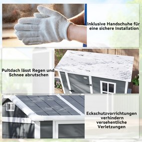 Outsunny kerti ház, szerszámoskamra padlóval, ablakkal, zárható ajtóval, műanyag gyantából, időjárásálló, szürke