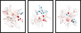 Triptichon 3xA4 Virágok poszter grafika nappaliba 30x40