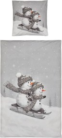 3D ágyneműhuzat Renforcé pamutból FROSTY szürke, 100% pamut Ágyneműhuzat mérete: 80 x 80 cm | 135 x 200 cm